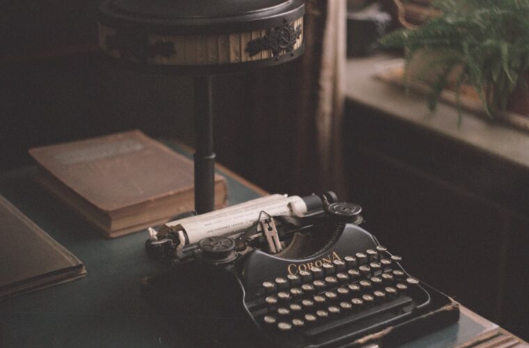 Dark vintage writing desk and manuscript atmosphere for Robert M. Price's MOLDY MANUSCRIPTS vol. 01