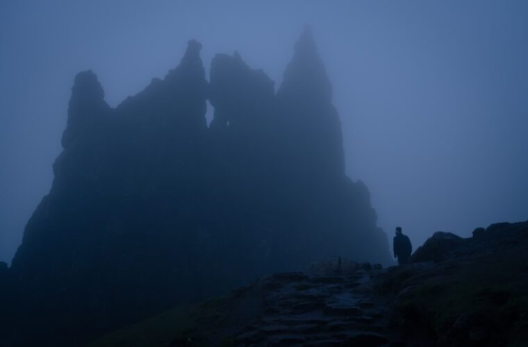 Dark misty landscape evoking epic fantasy for the LORE interview with R. A. Salvatore