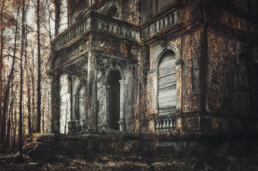 Dark woodland scene for dark fantasy atmosphere
